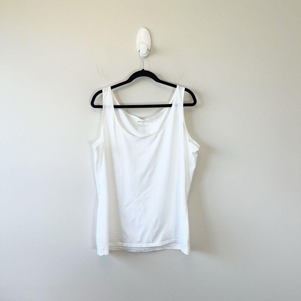 Eddie Bauer Women’s Stretch Knit Tank Top Pima Cotton Blend White Size XXL